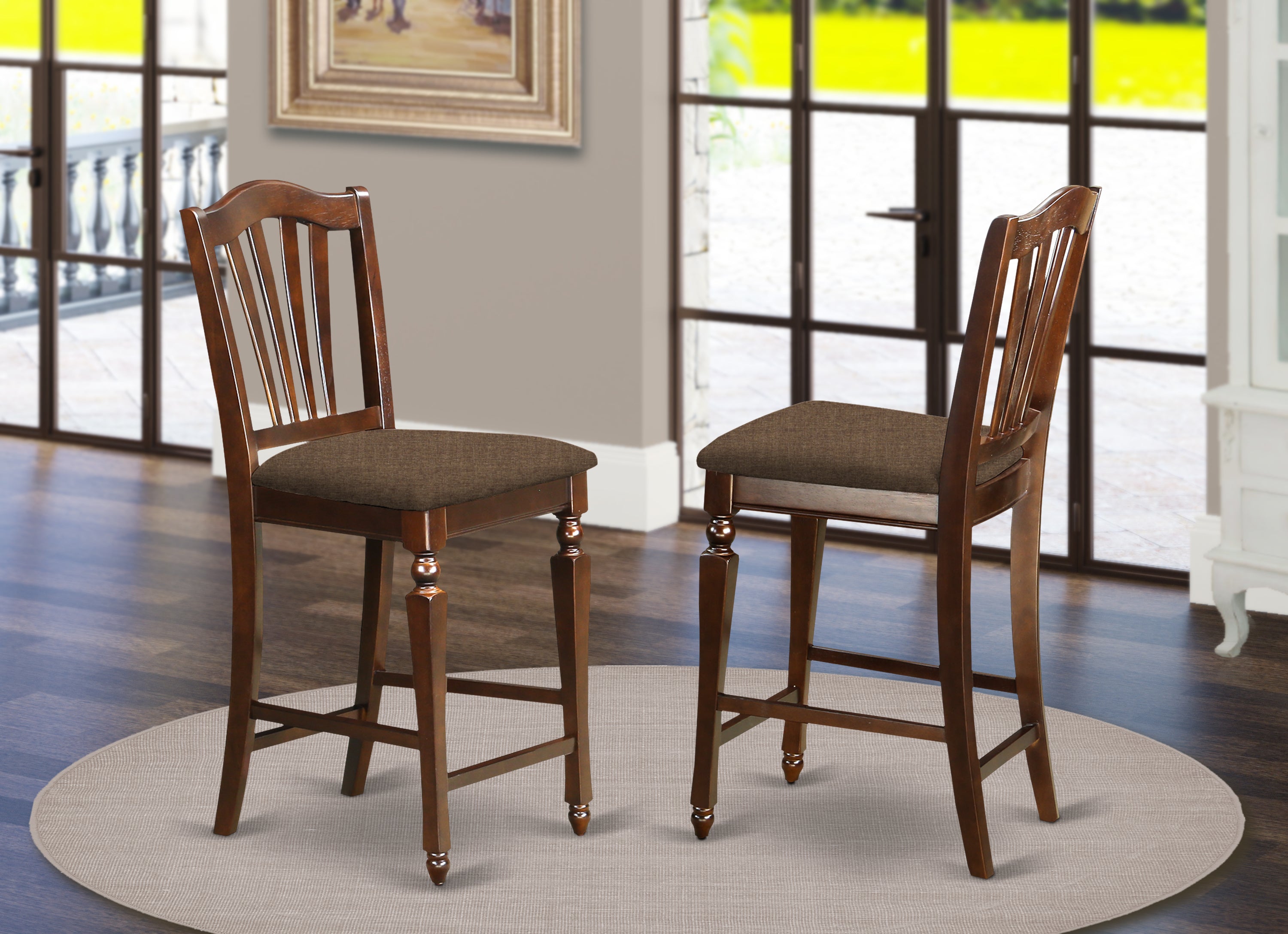 CHS-MAH-C Chelsea Stools with upholstered seat, 24" seat height