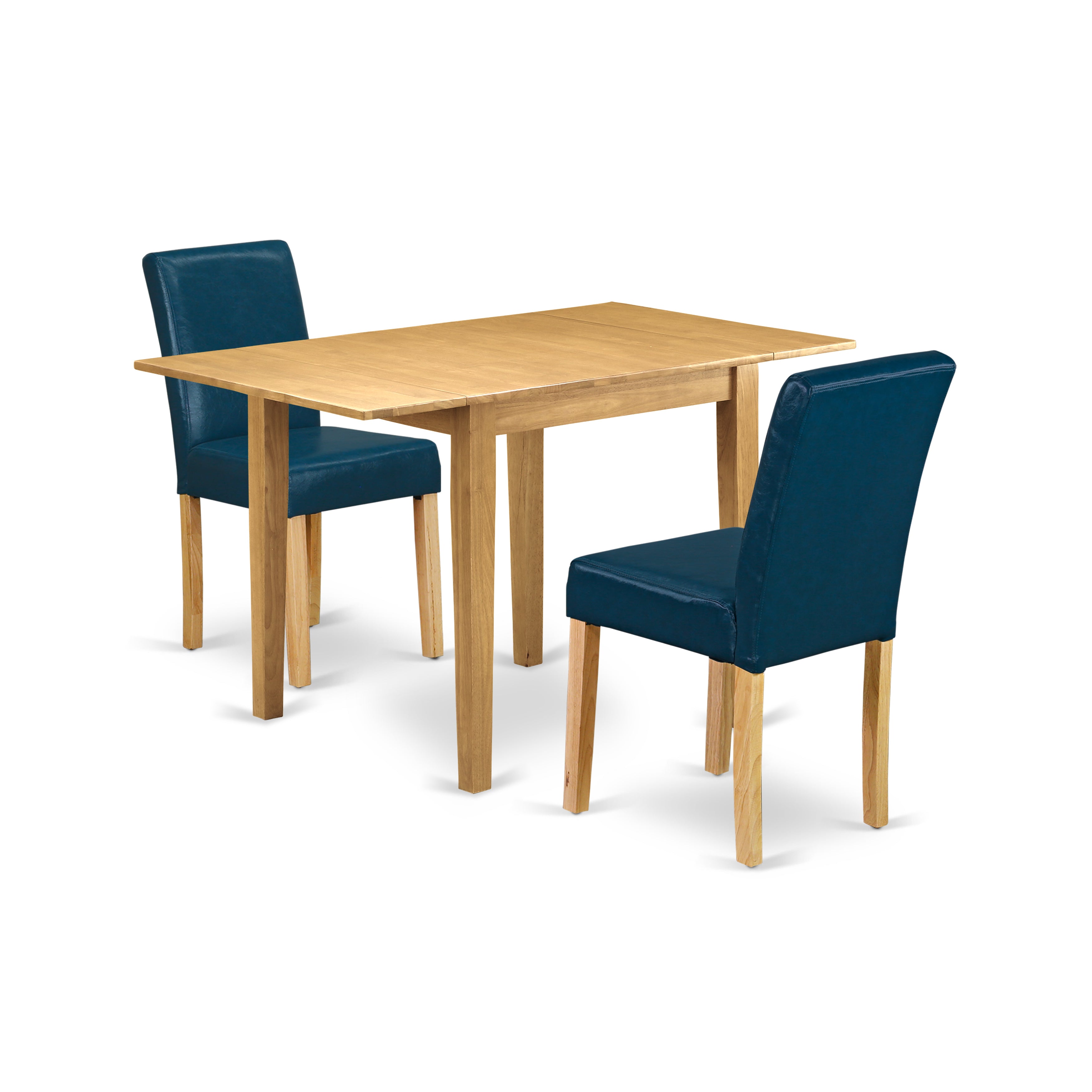 East West Furniture NDAB3-OAK-55 Dining Set 3 Pc - 2 Dining Chairs and A Dinner Table - Oak Finish Solid wood - Oasis Color Pu Leather