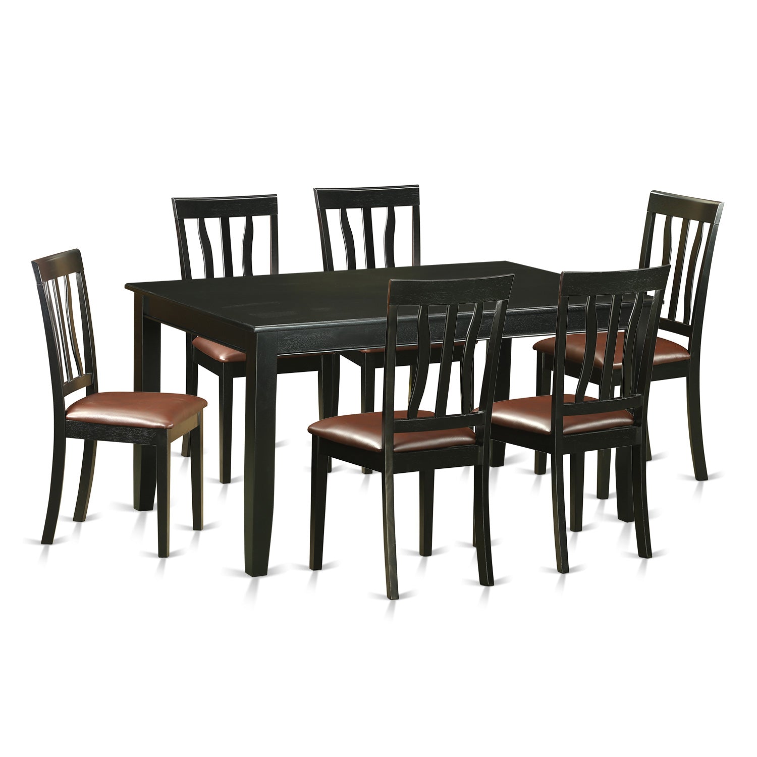 DUAN7-BLK-LC 7 Pcs Dining room sets -Table and 6 dinette Chairs