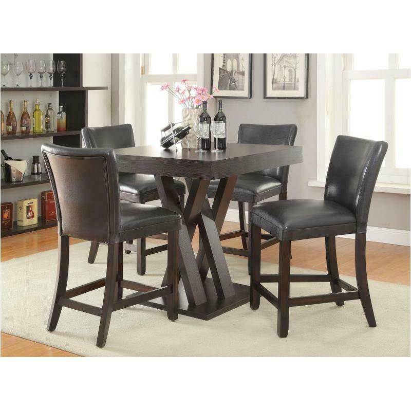 Contemporary Double X-Shaped Base Square Counter Dining Table Cappuccino 100523