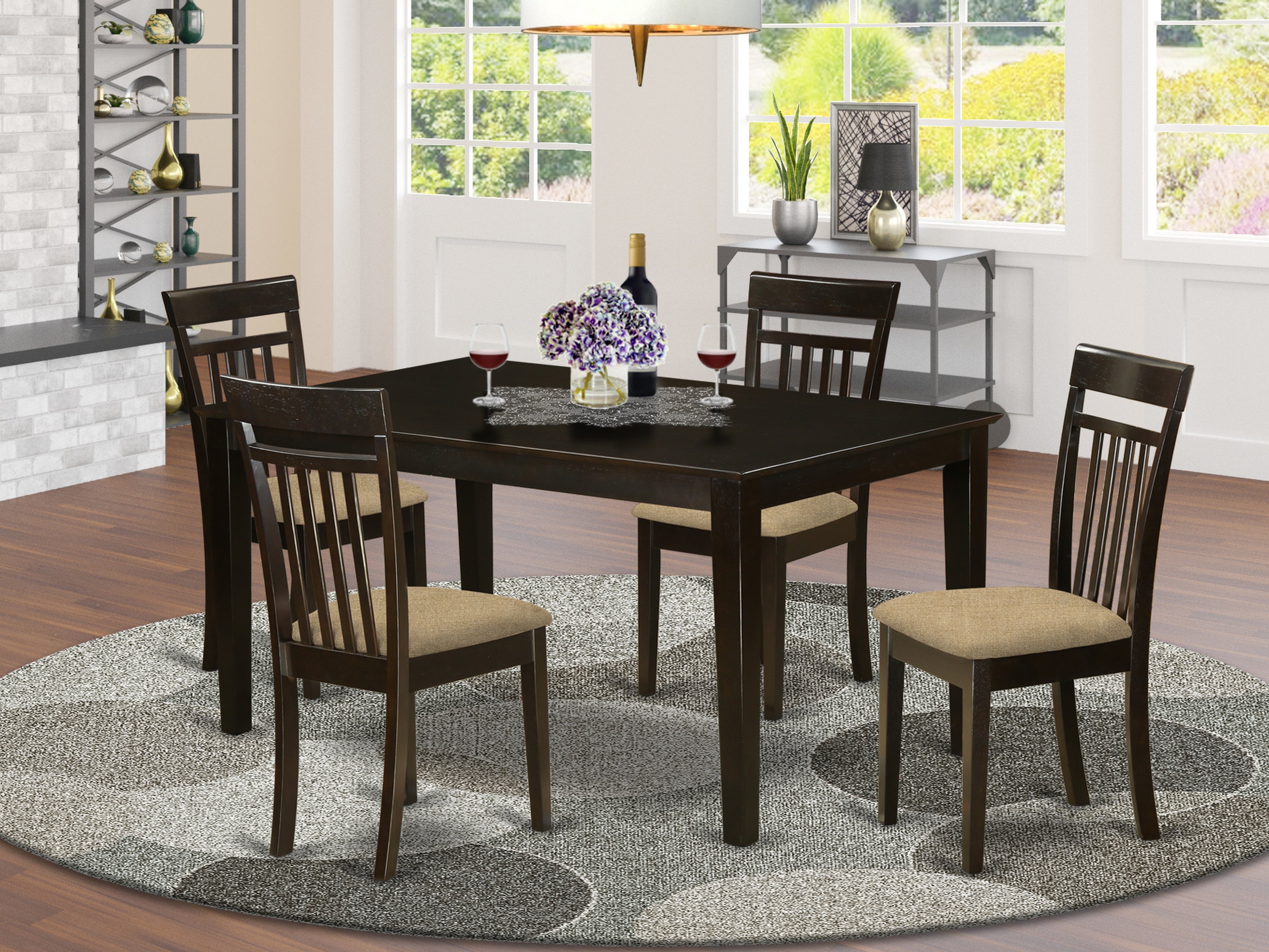 CAP5S-CAP-C 5 PC Formal Dining room set - Dining Table Top and 4 Dining Chairs