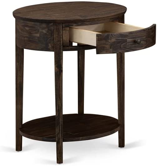 Mid Century Style End Table with Drawer- Distressed Jacobean Finish