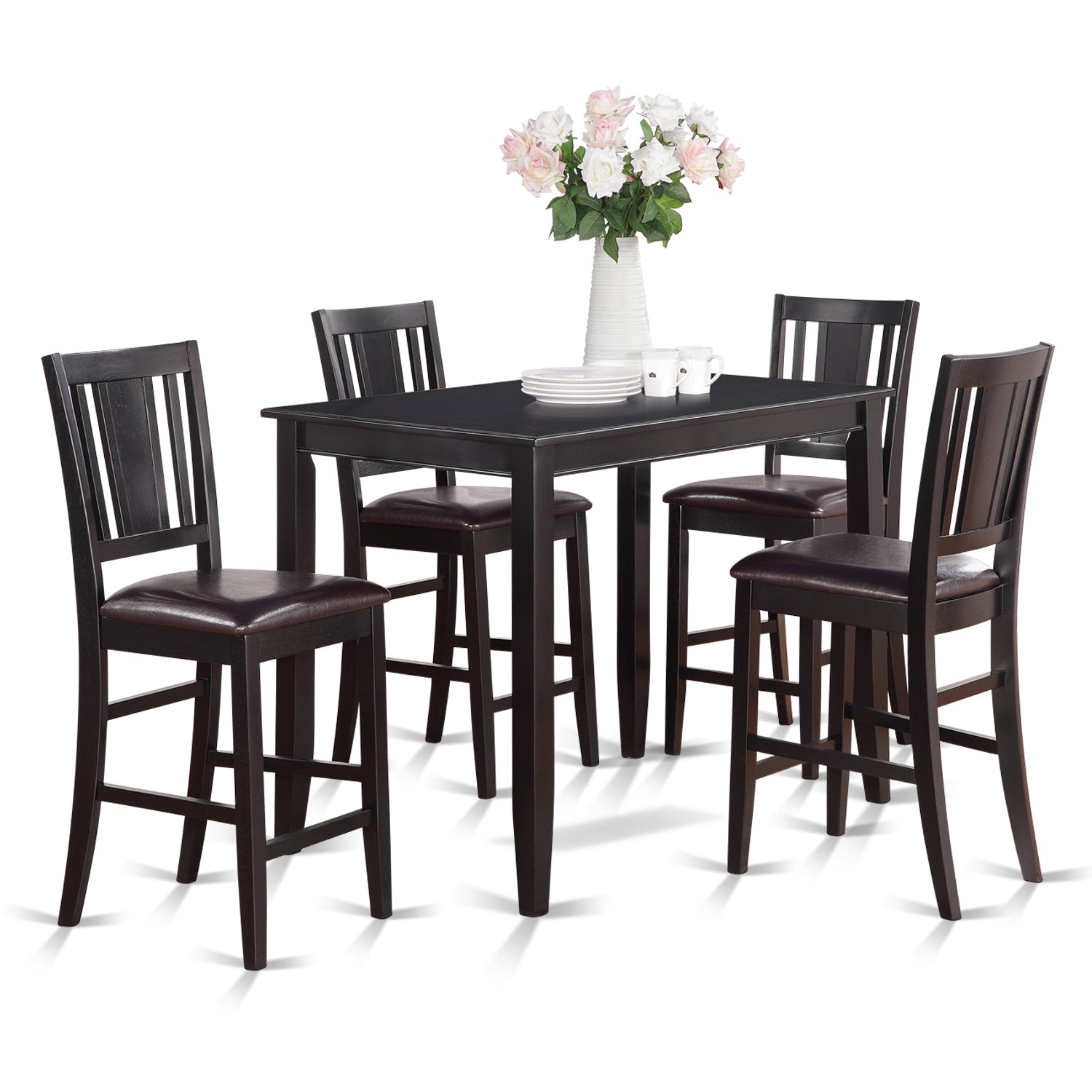 BUCK5-BLK-LC 5 Pc Counter height Table set-counter height Table and 4 Kitchen counter Chairs