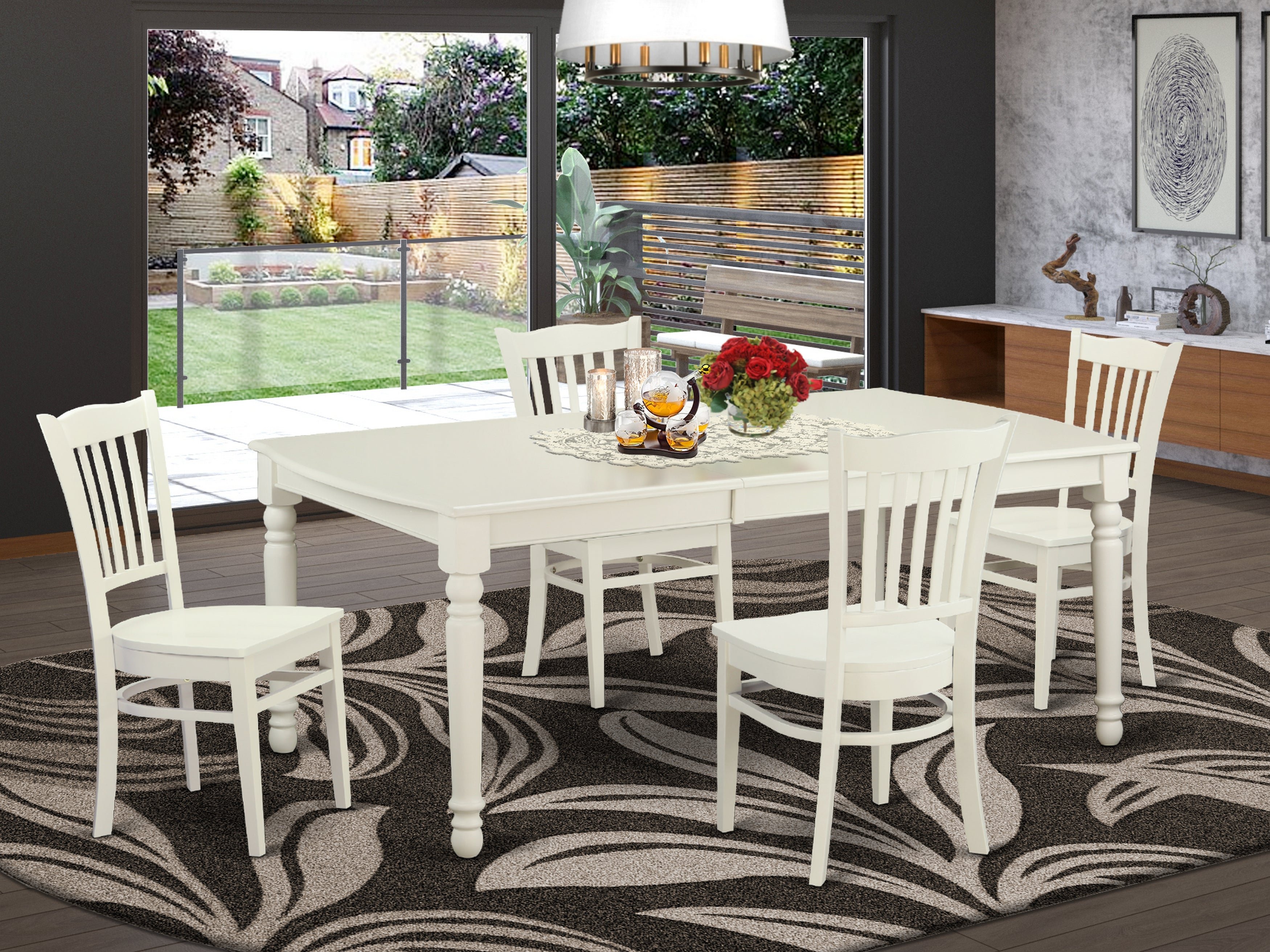 DOGR5-LWH-W 5 PC small Kitchen Table set for 4-Dining Table and 4 dinette Chairs