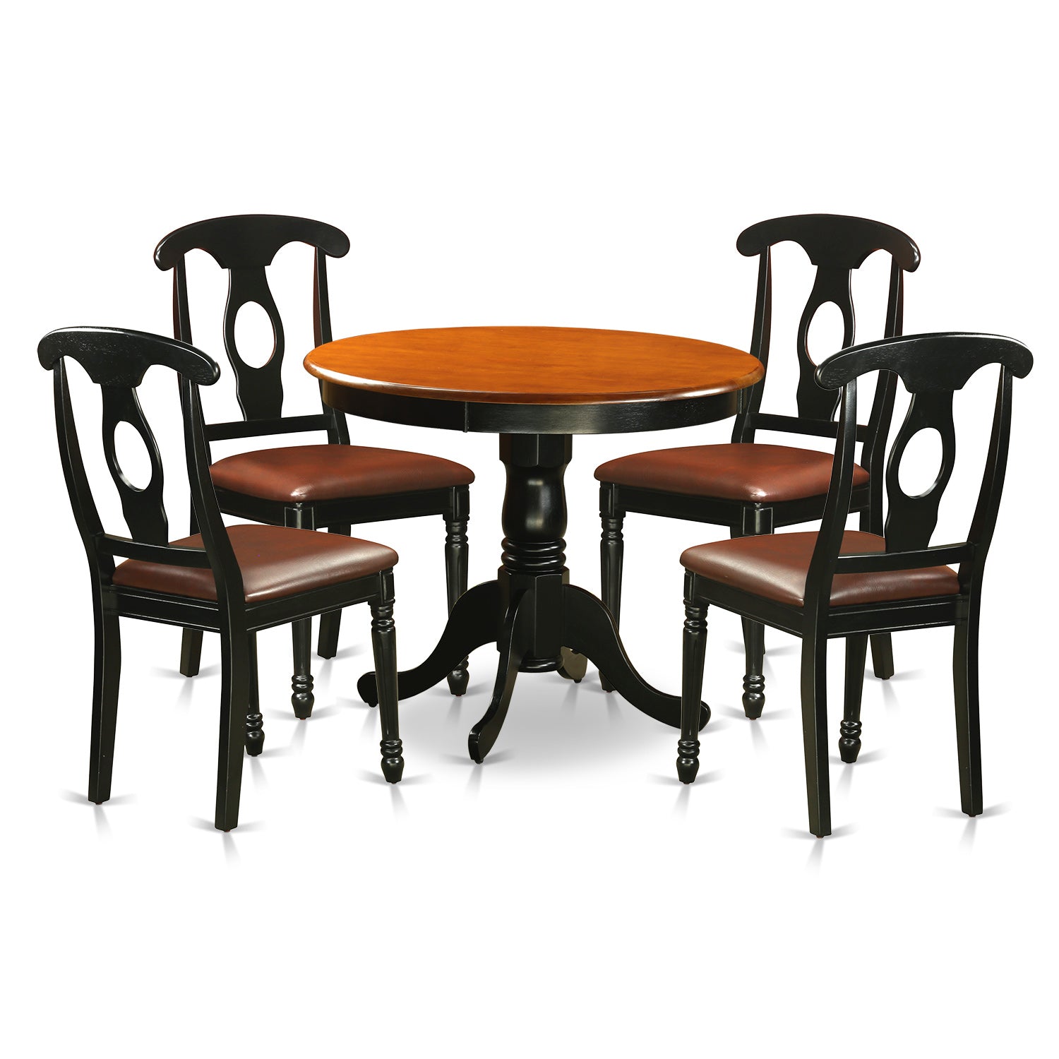 ANKE5-BLK-LC 5 PC Dining set including 4 Leather Chairs in Black