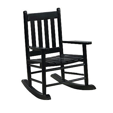 Annie Farmhouse Slat Back Youth Rocking Chair in Black