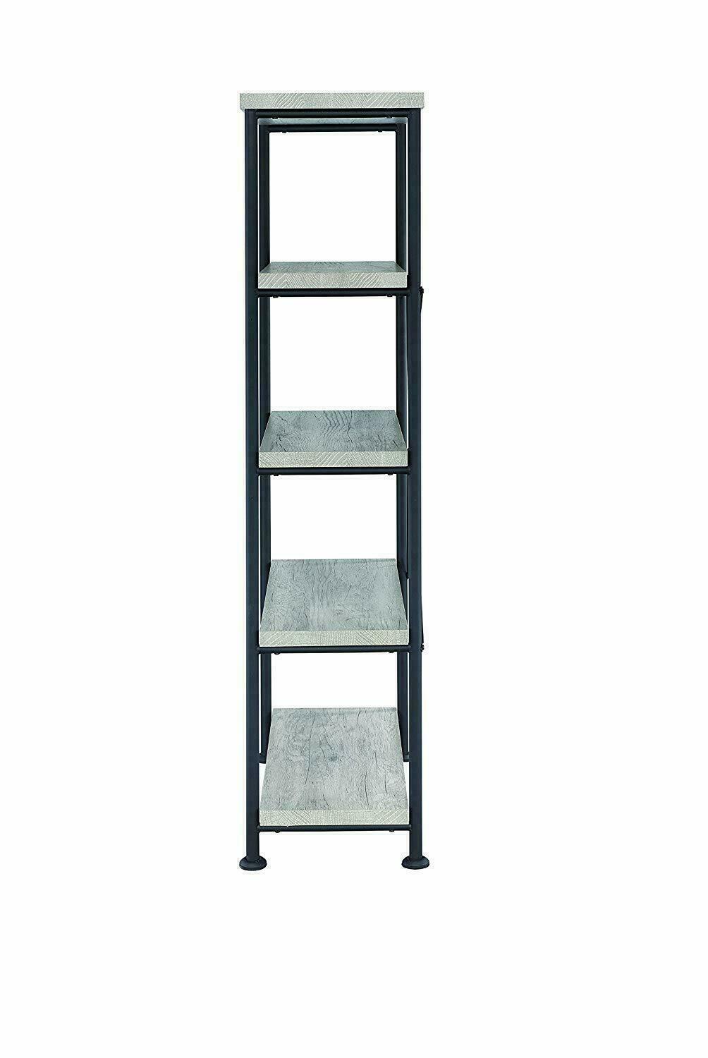 Analiese Wood And Metal 4-Shelf Open Bookcase Grey Driftwood 801546