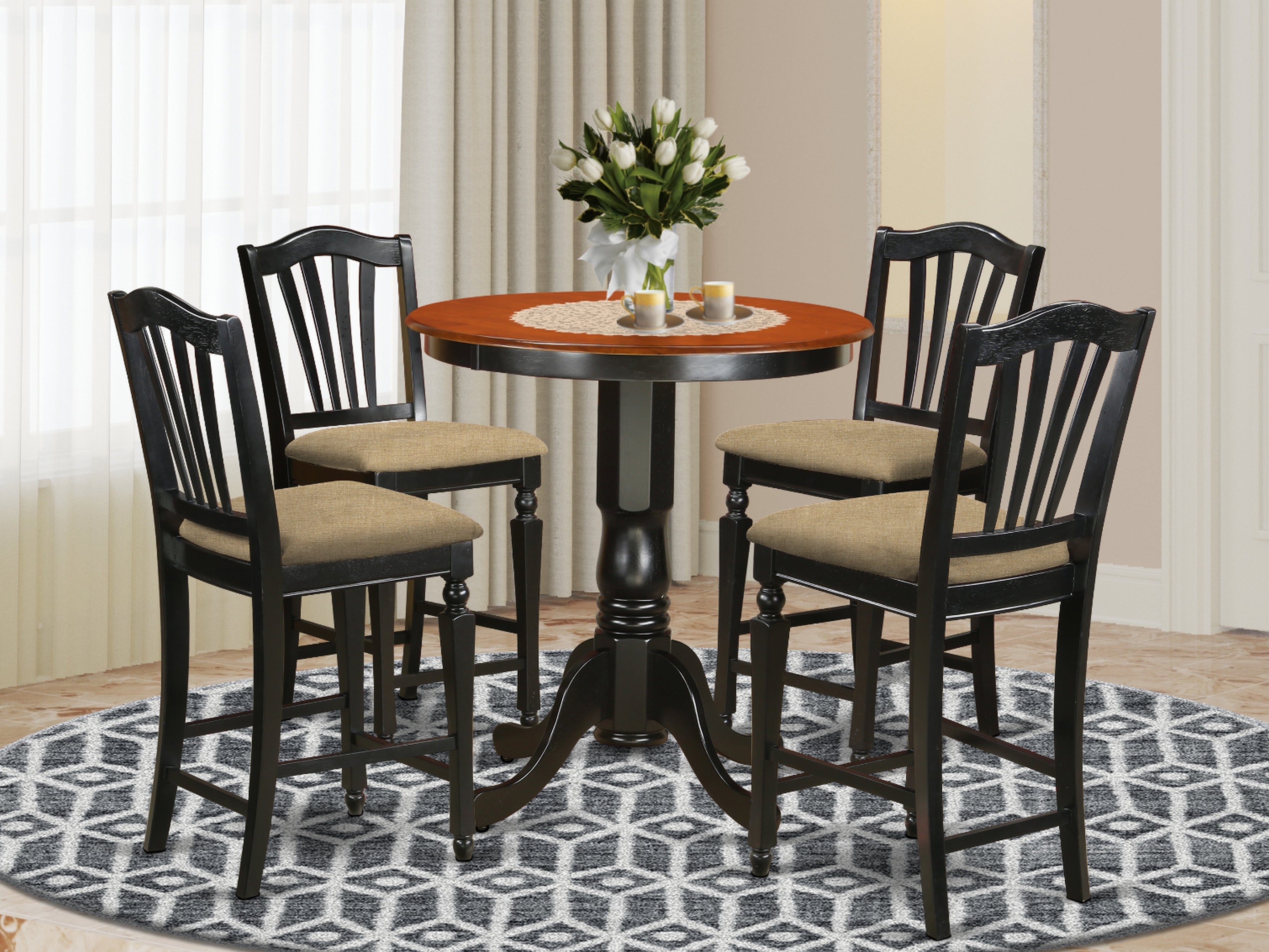 EDCH5-BLK-C 5 Pc counter height set - Kitchen Table and 4 counter height Dining chair.