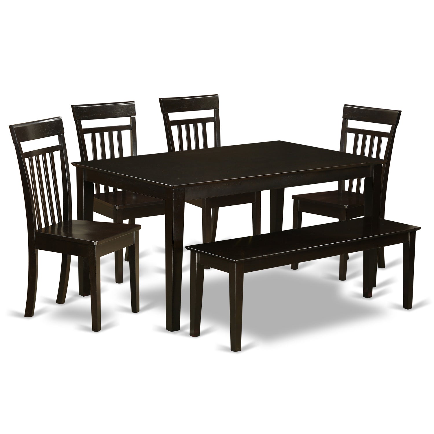 CAP6S-CAP-W 6 PC Kitchen Table with bench set-Kitchen Table and 4 Chairs for Kitchen and 1 Bench