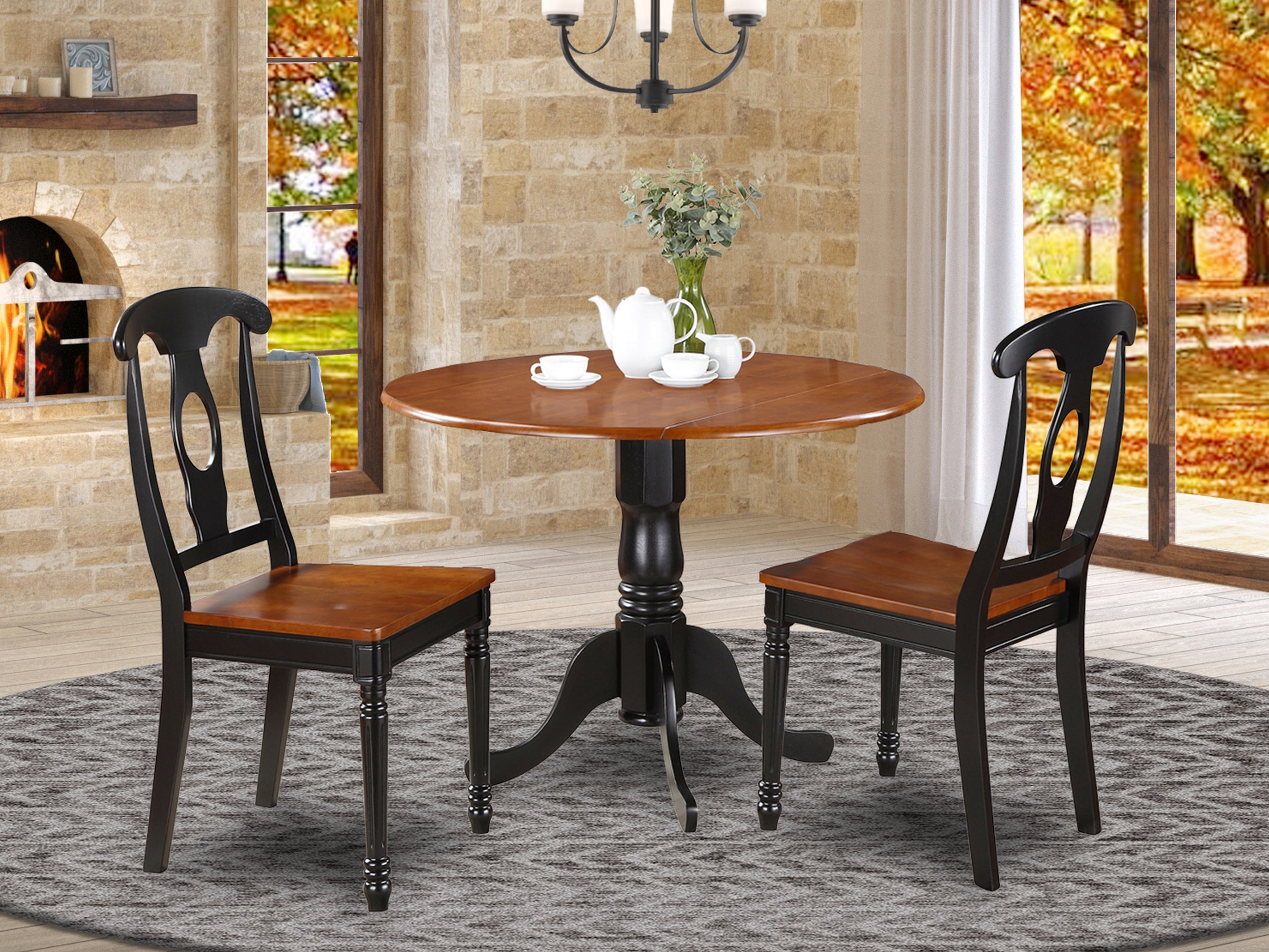 DLKE3-BCH-W 3 Pc small Kitchen Table set- small Table and 2 Dining Chairs