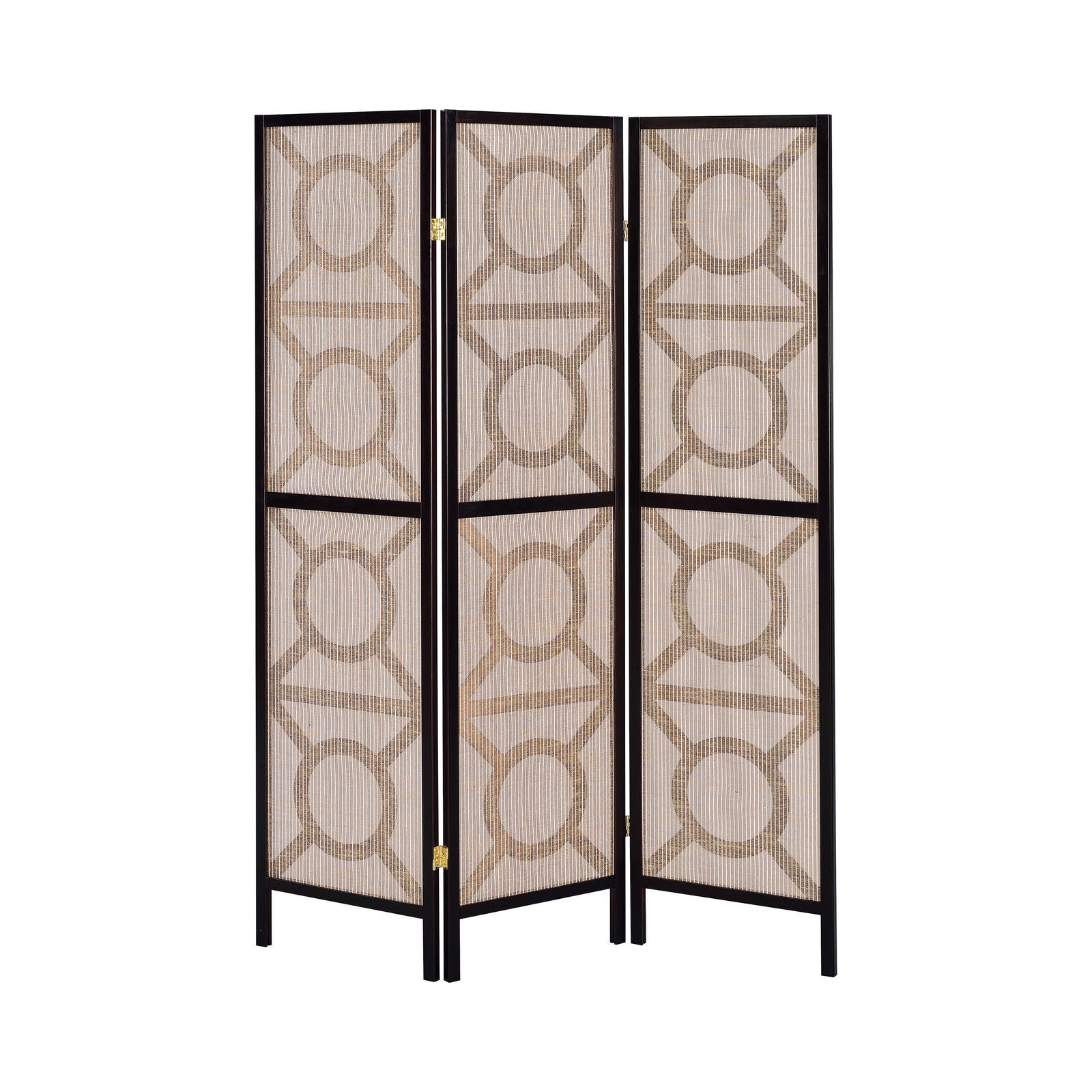 Vulcan 3-panel Geometric Folding Screen Tan and Cappuccino