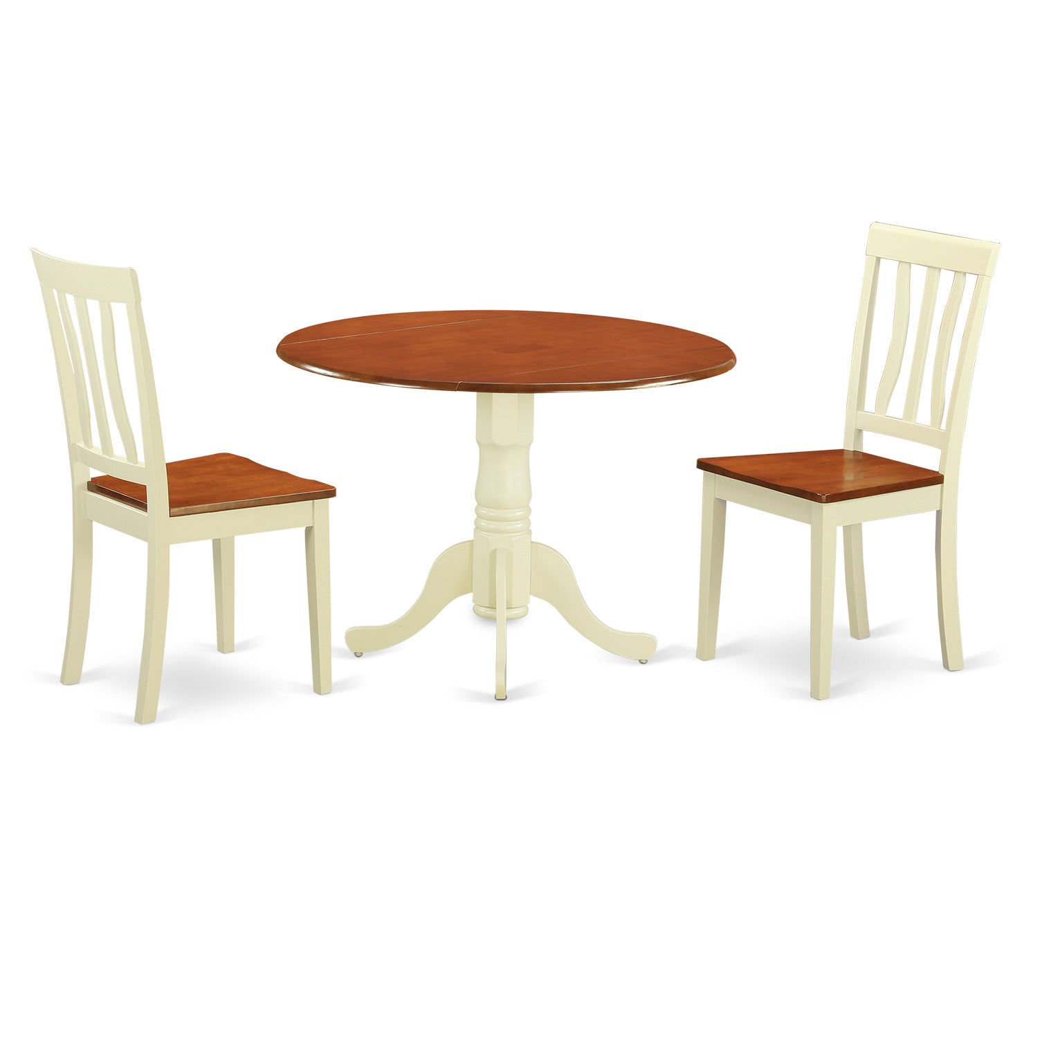 DLAN3-BMK-W Dining set - 3 Pcs with 2 Wood Chairs in Buttermilk