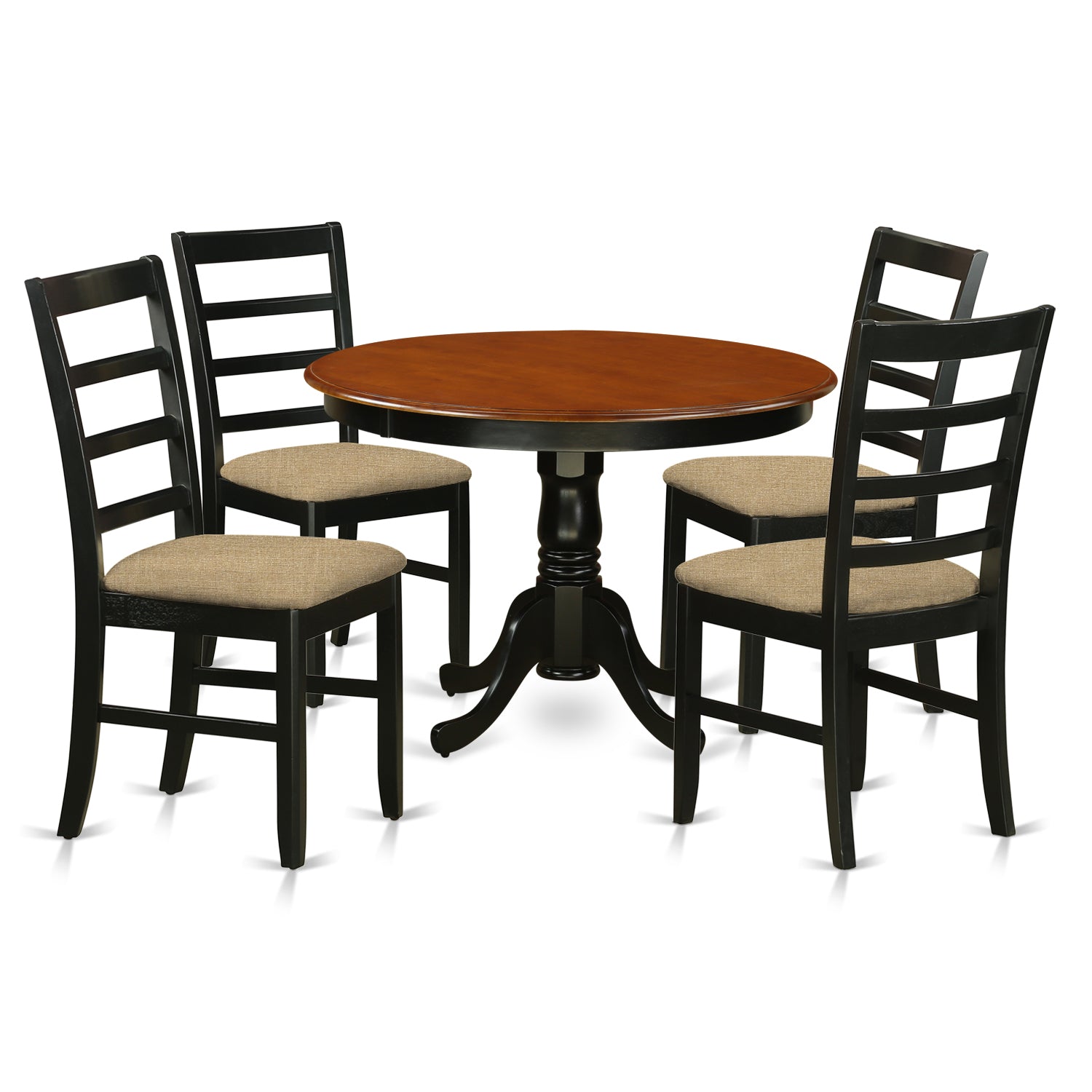 HLPF5-BCH-C 5 Pc set with a Kitchen Table and 4 Microfiber Dinette Chairs in Black and Cherry