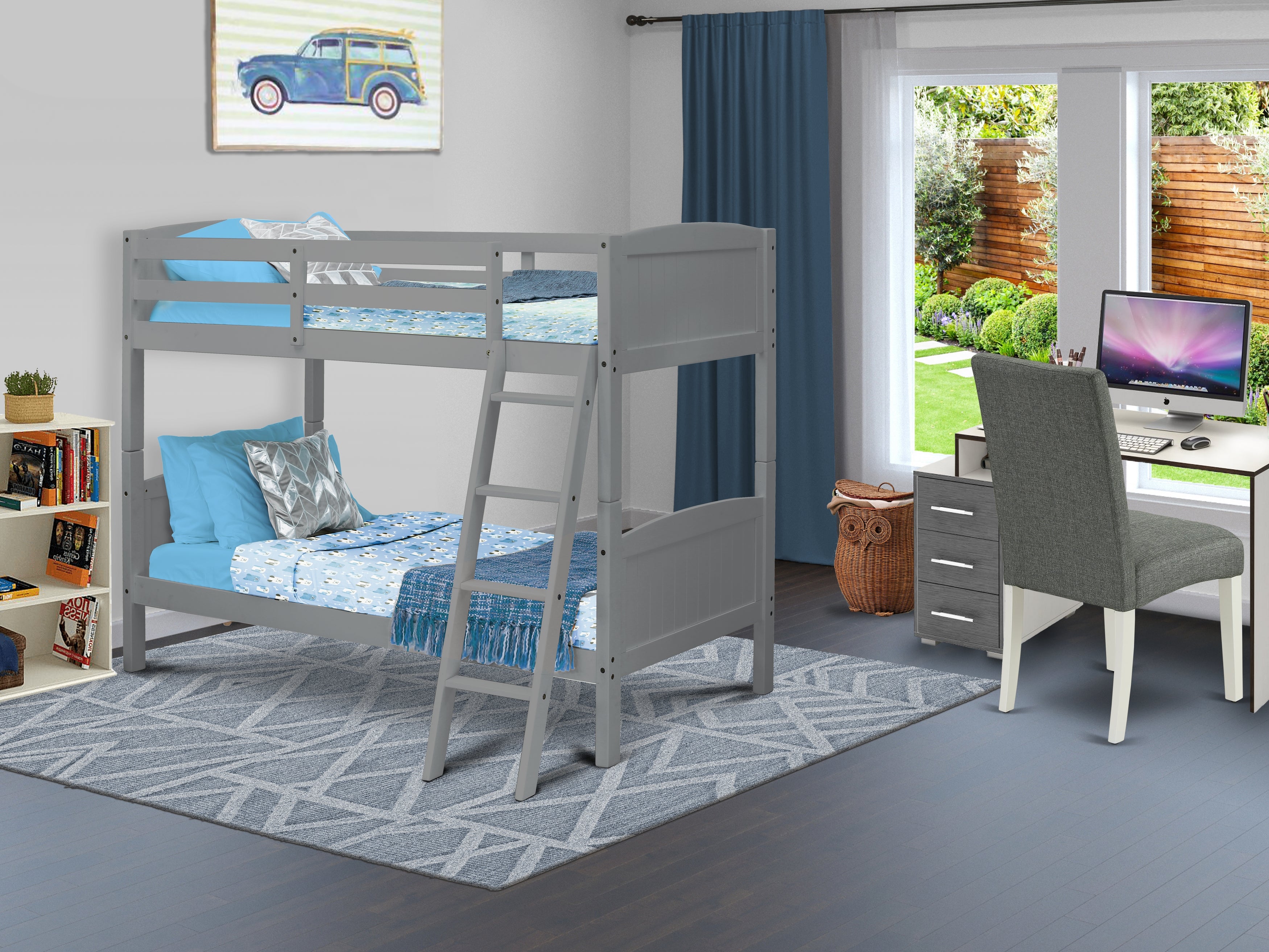 Albury Twin Bunk Bed in Gray Finish