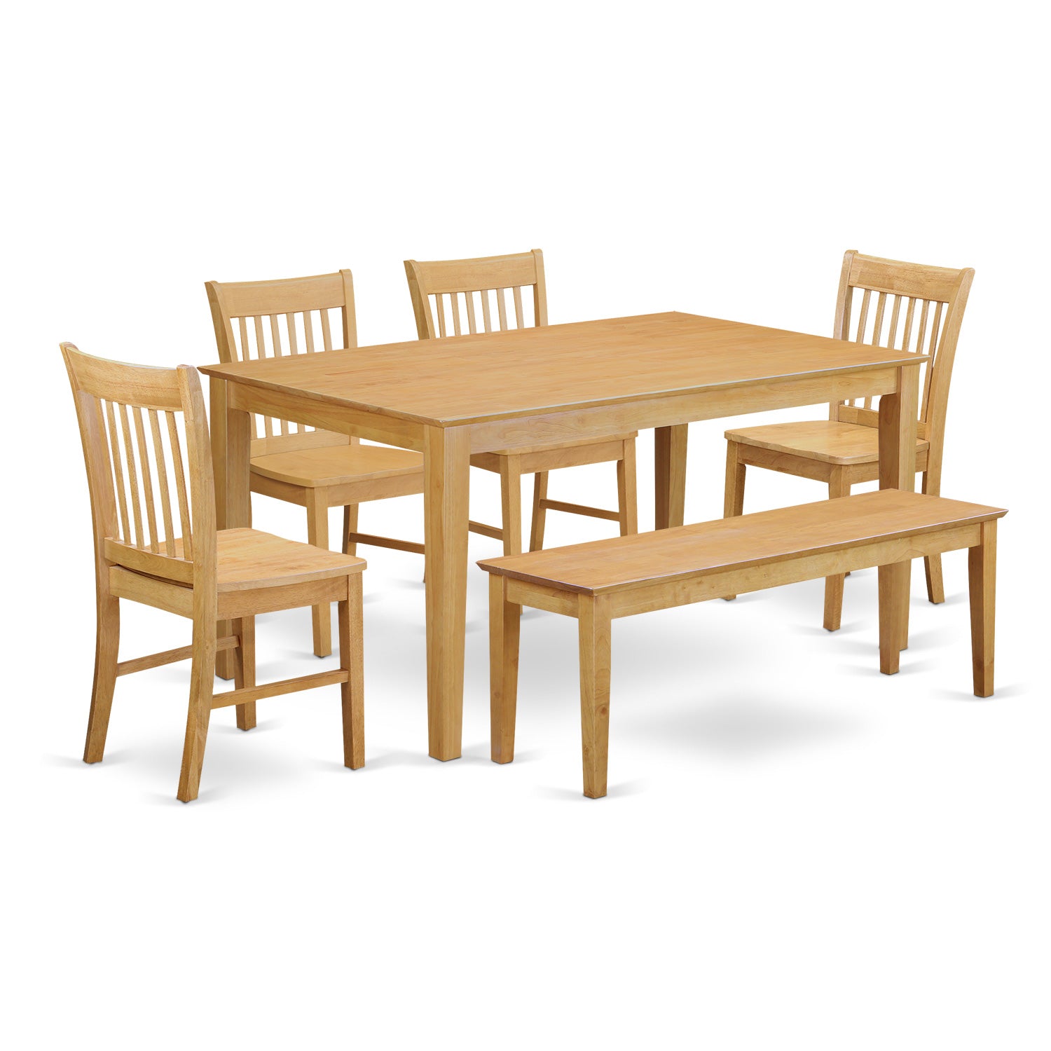 CANO6-OAK-W 6-Pc Dining room set with bench- Dining Table and 4 Chairs and Bench