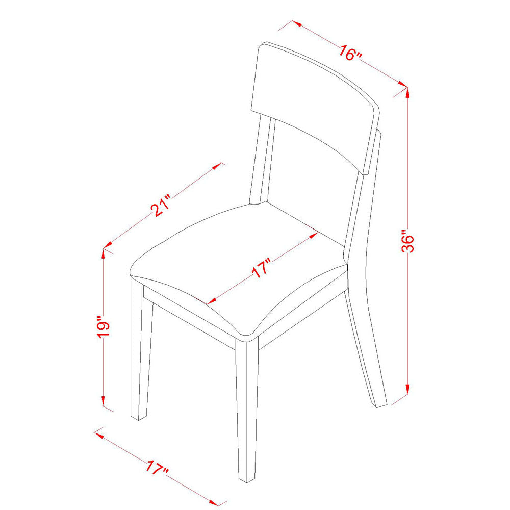 ADC-LWH-LC Andy slat back dining room chair with Faux Leather seat in Linen White Finish