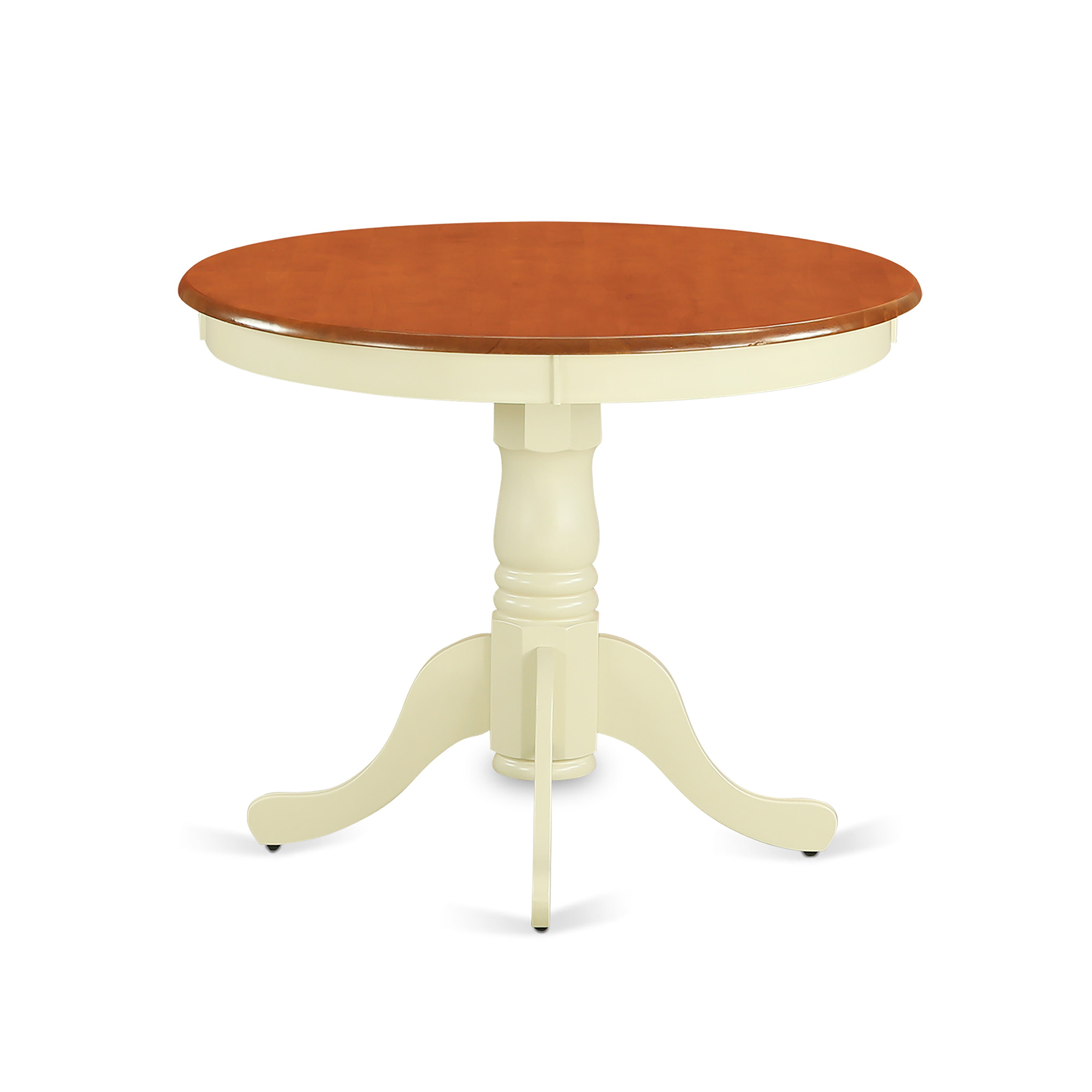 ANDA3-BMK-W 3PC Round 36 inch Table and 2 vertical slatted Chairs