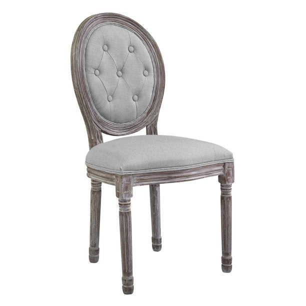 Modway Arise French Vintage Tufted Upholstered Fabric Dining Side Chair in Gray