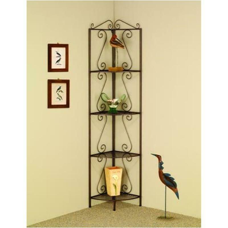 Elena Copper Metal Finish Corner Bookcase Shelf With Decorative Scrolls