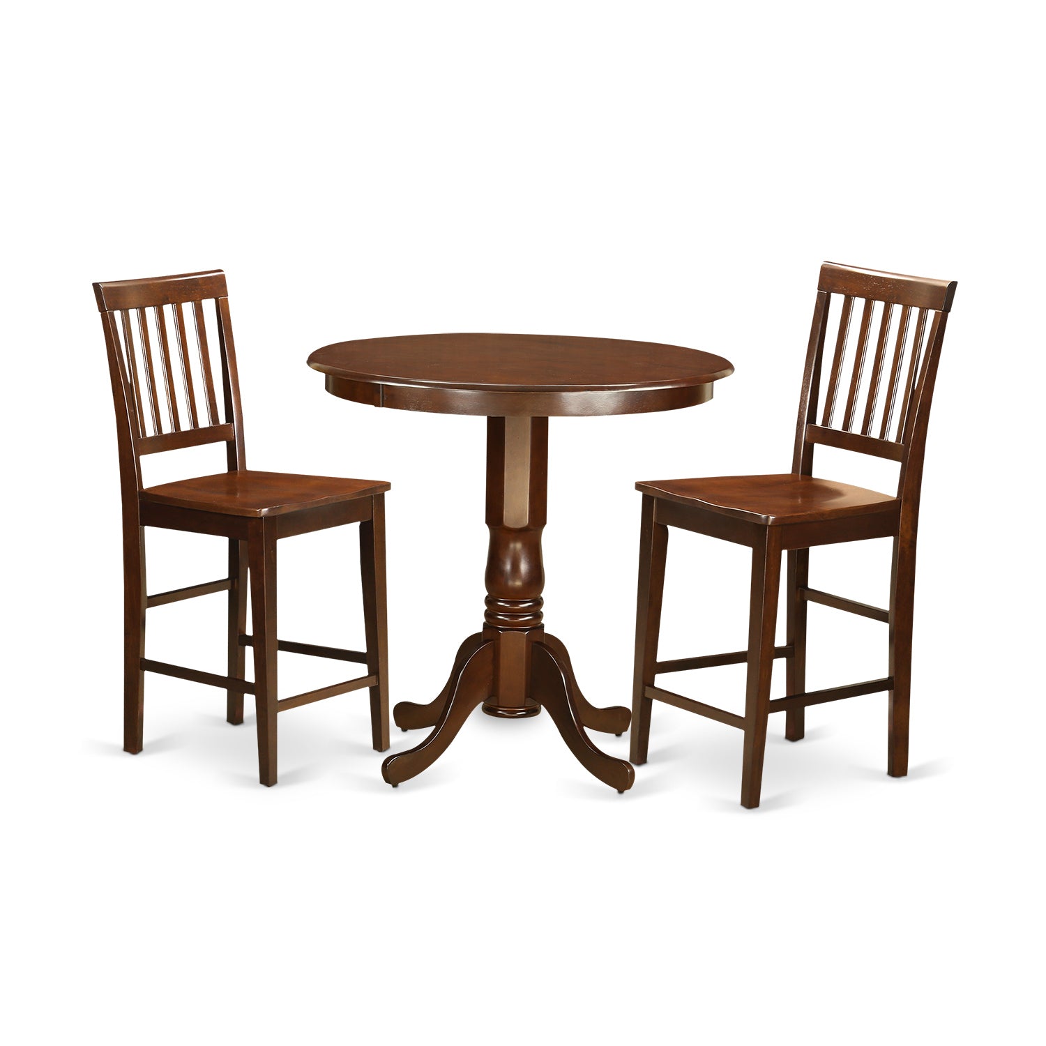 JAVN3-MAH-W 3 Pc Dining counter height set - high top Table and 2 Dining Chairs.