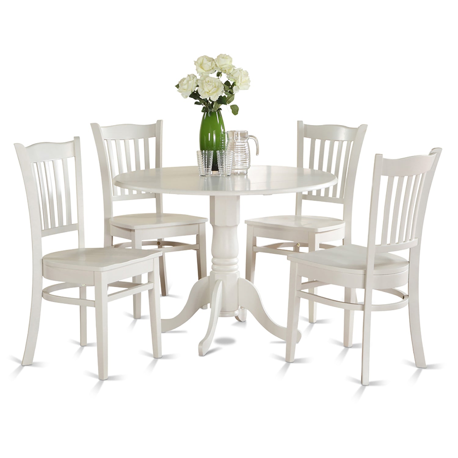 DLGR5-WHI-W 5 PC Kitchen nook Dining set-Table and 4 Kitchen Chairs