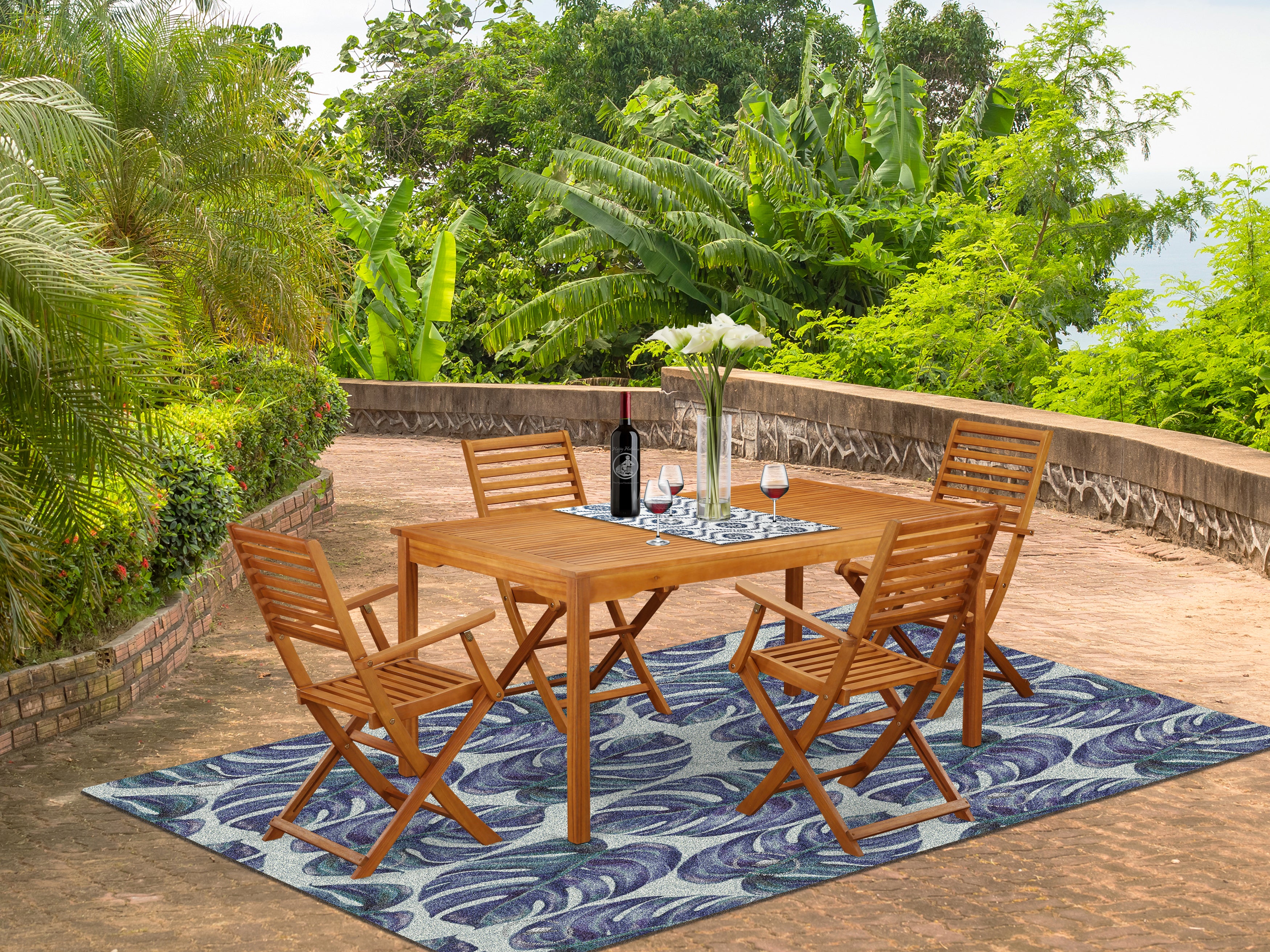 CMBS5CANA This 5 Piece Acacia Hardwood Outside patio Sets includes an Outdoor-Furniture table and four chairs