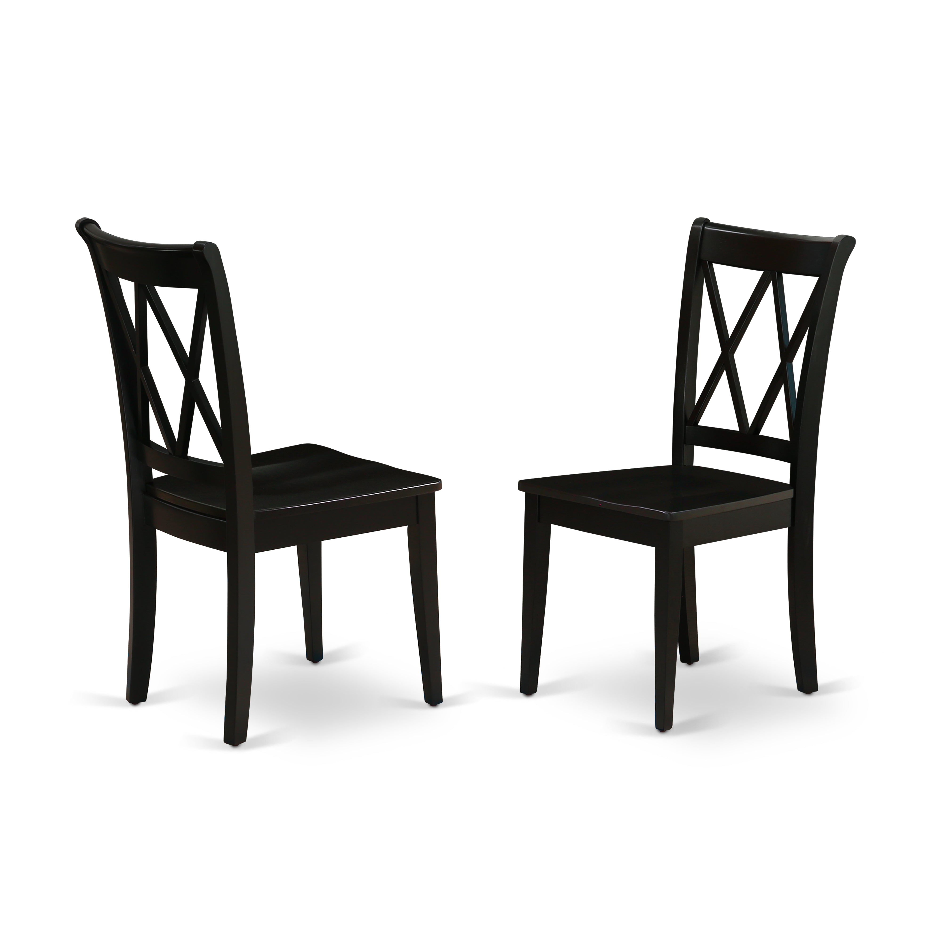 LGCL5-BLK-W 5Pc Rectangle 66/84 Inch Kitchen Table With 18 In Leaf And Four Wood Seat Dining Chairs