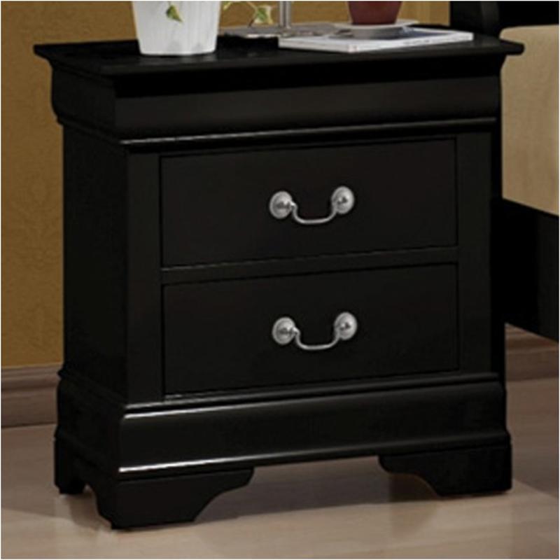 Louis Philippe Two Drawer Nightstand in Black