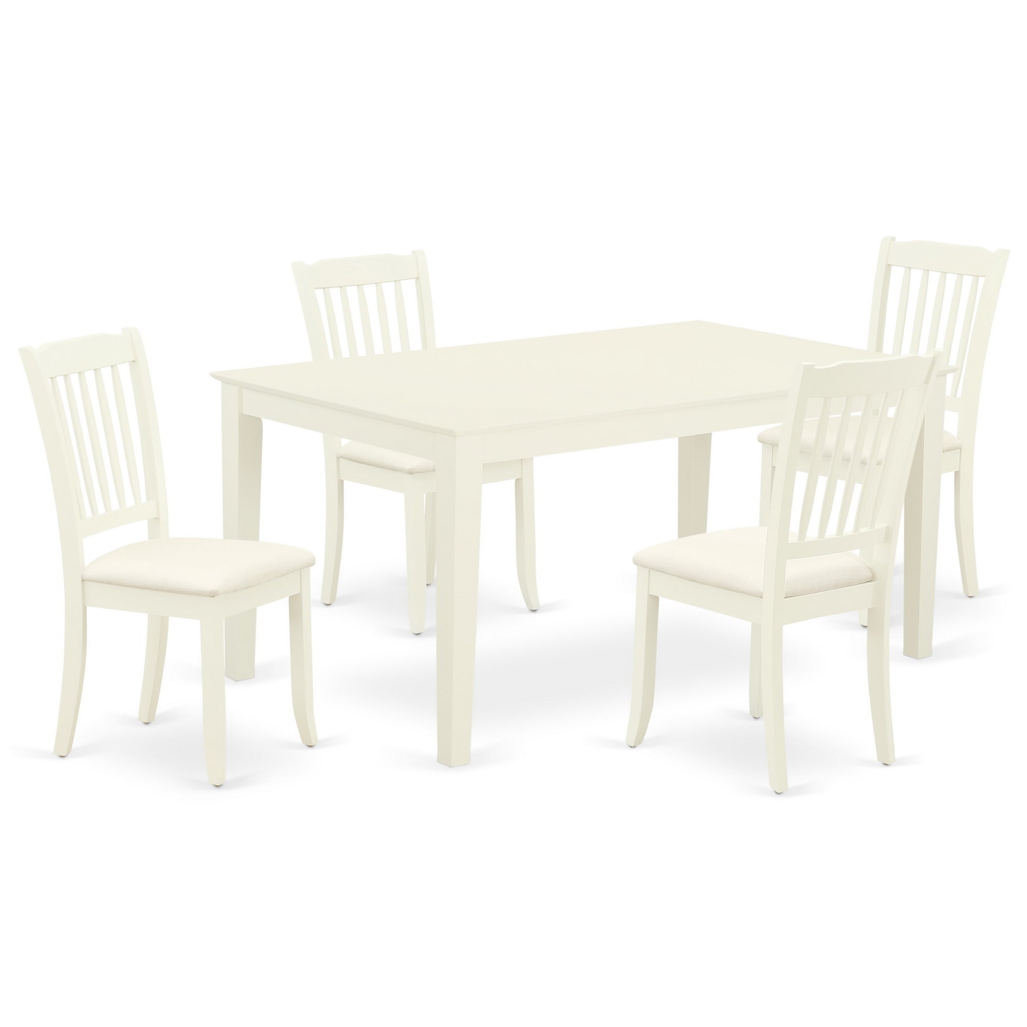 CADA5-LWH-C 5Pc Dining Set Includes a Rectangle Dinette Table and Four Vertical Slatted Microfiber Seat Kitchen Chairs, Linen White Finish