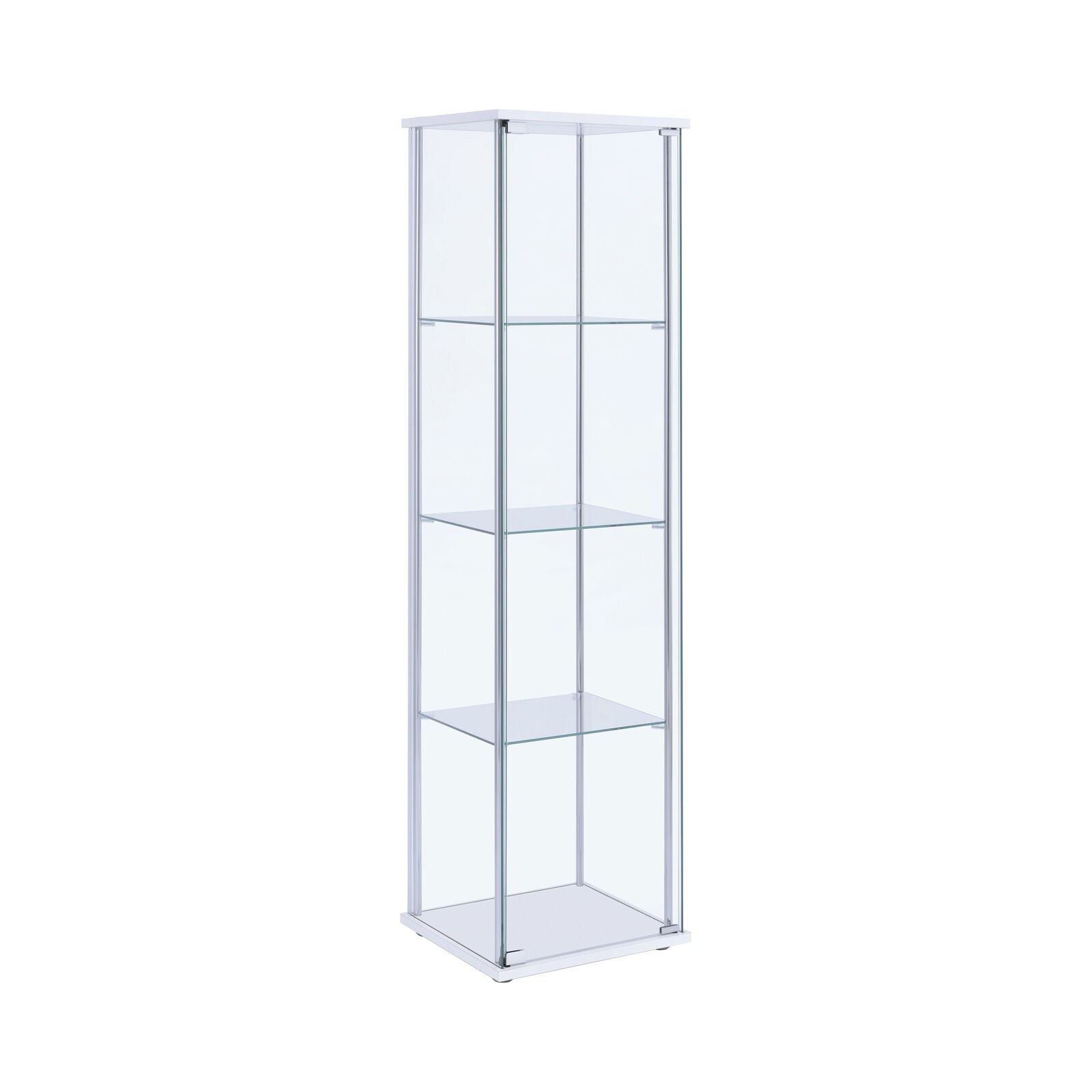 Bella Rectangular 4-shelf Curio Cabinet White and Clear