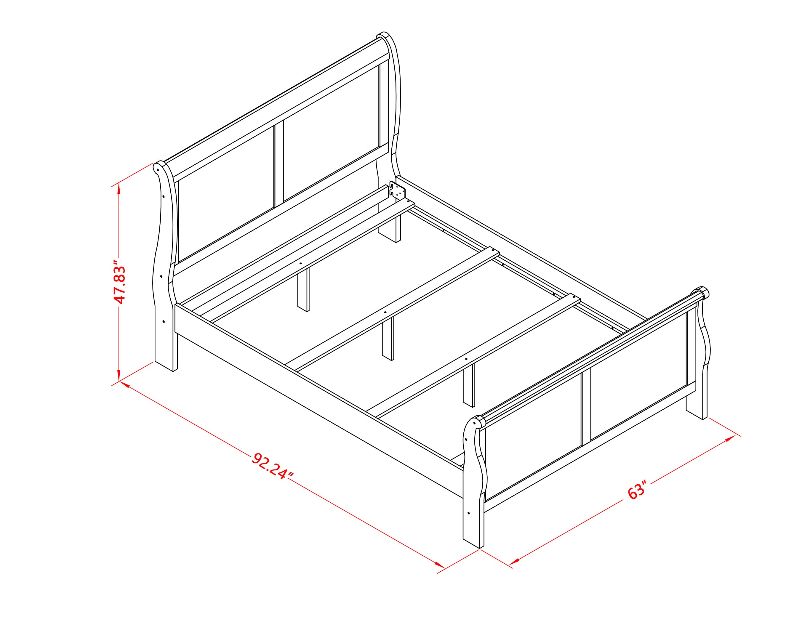 East West Furniture Louis Philippe Queen Size bed in Phillip Walnut Finish