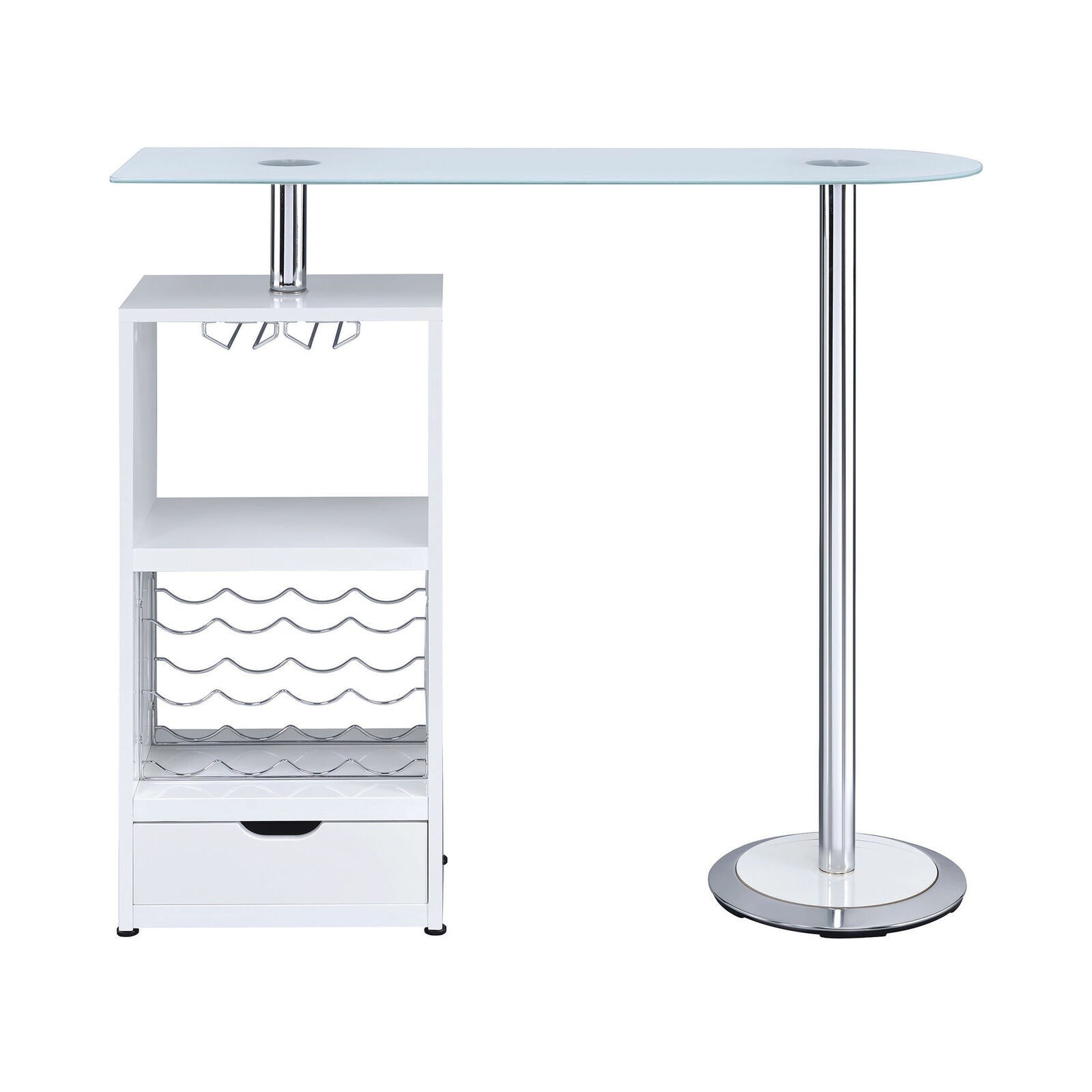 Koufax 1-Drawer Bar Table Glossy White