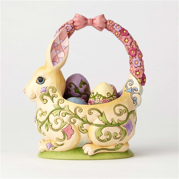 Jim Shore Bunny Basket with 4 Eggs Figurine 13th Annual Easter Basket